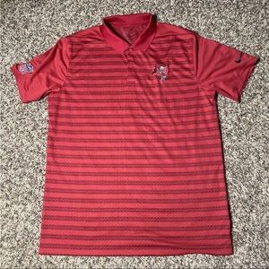 Nike Dri Fit Tampa Bay Buccaneers NFL Polo Shirt Red Mens Size L Large Striped